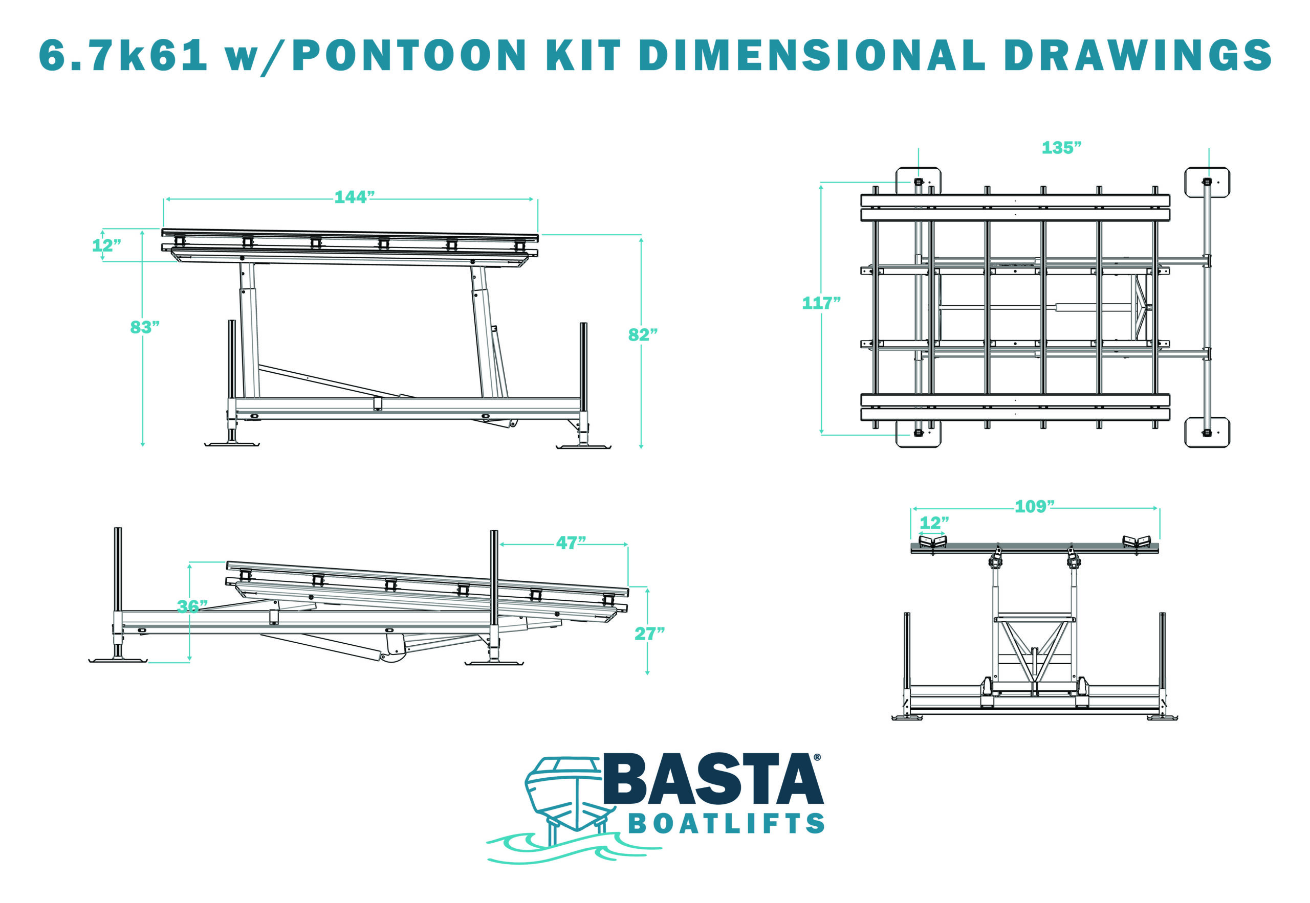 6700 LBS Capacity Pontoon Boat Lift - Image 5